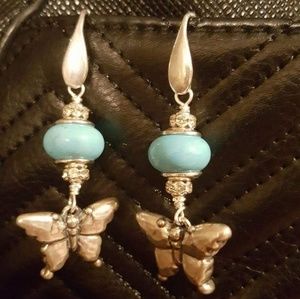 Butterfly Silver and turquoise magnesite